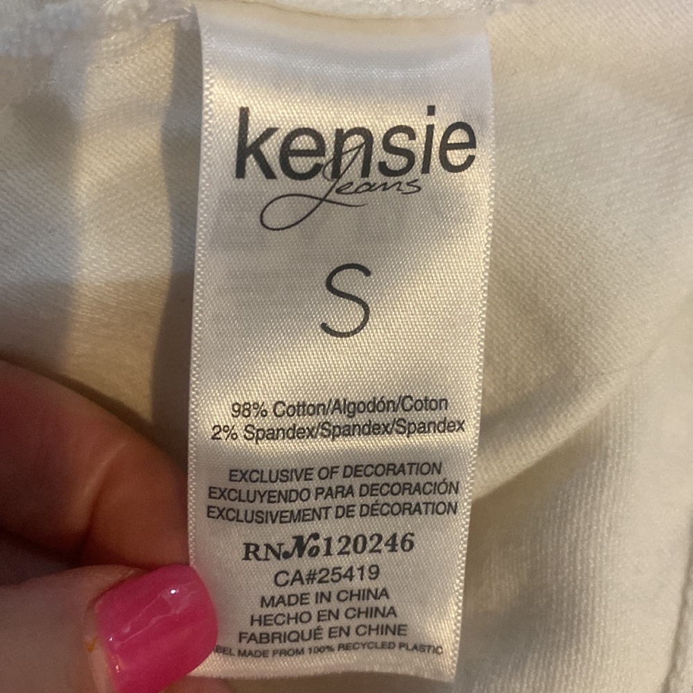 KENSIE Vintage Luxe Ivory Oversized Cropped Denim-Style Jacket S Small NWOT - Picture 8 of 10